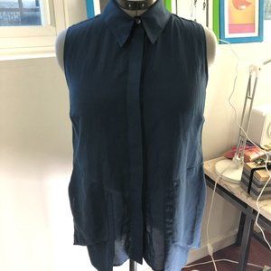 Public School New York Navy Sleeveless Button Up